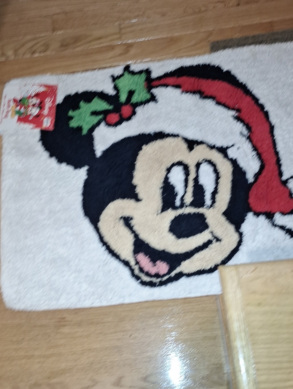 Disney Mickey Mouse Holiday Throw Rug in White, Black, Red, Green